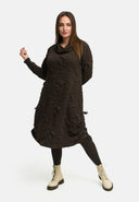 'Brunel' Vestido – Gola Cowl, franzido lateral & comprimento midi