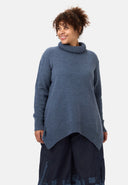 'Vella' maglione a maglia rasata – morbido misto cotone con percentuale di lana e collo a dolcevita