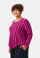 'Sienna' T-shirt - Effet rayé, ligne A asymétrique