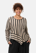'Sienna' T-shirt - Effet rayé, ligne A asymétrique