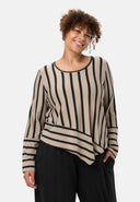 'Sienna' T-shirt - Effet rayé, ligne A asymétrique