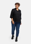 Blouse "Veloura" – mélange lin, ourlet en dentelle