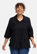 Blouse "Veloura" – mélange lin, ourlet en dentelle