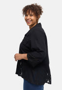 Blouse "Veloura" – mélange lin, ourlet en dentelle