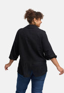 Blouse "Veloura" – mélange lin, ourlet en dentelle